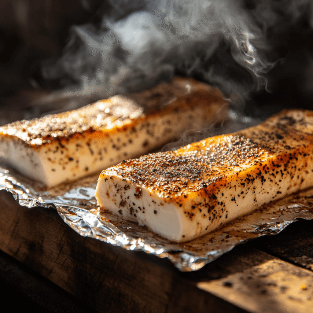 Smoked cream cheese with BBQ rub going into smoker