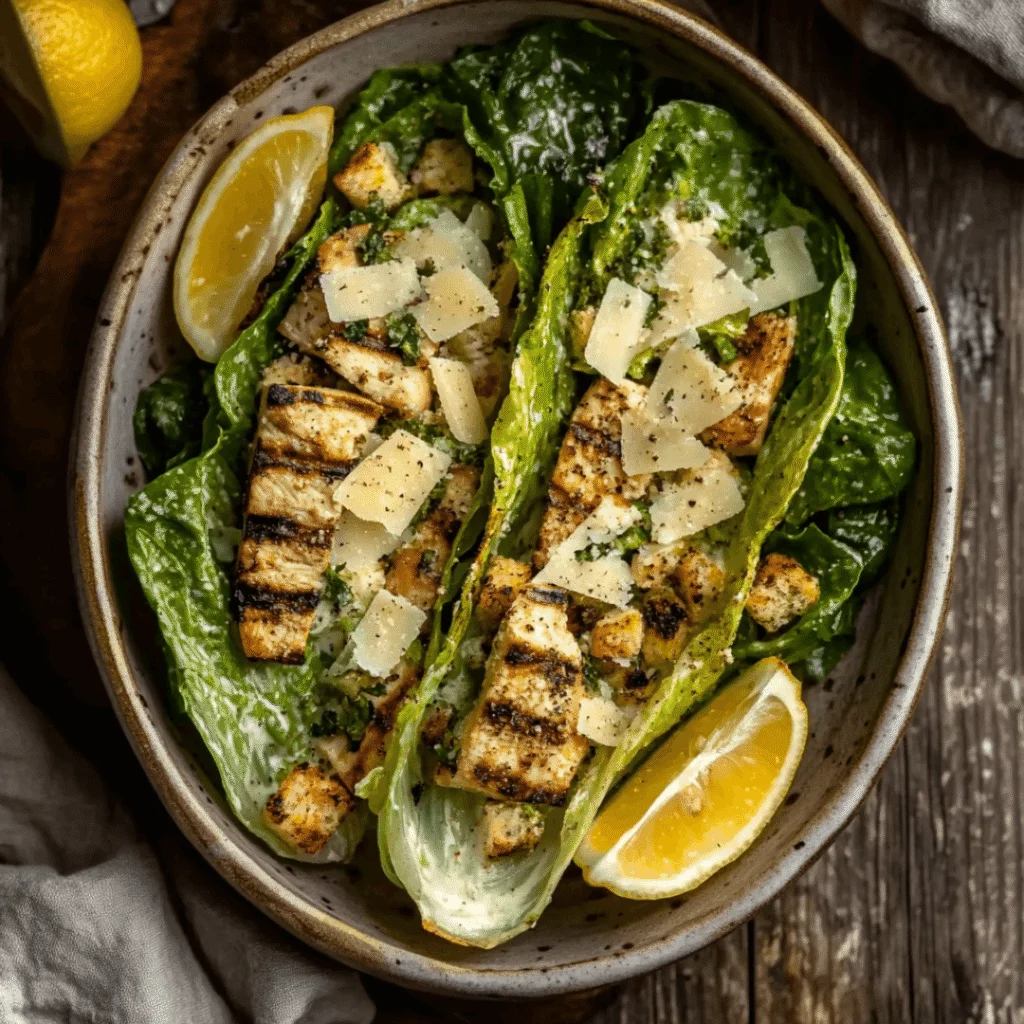 Grilled Caesar Salad with smoky romaine and chicken