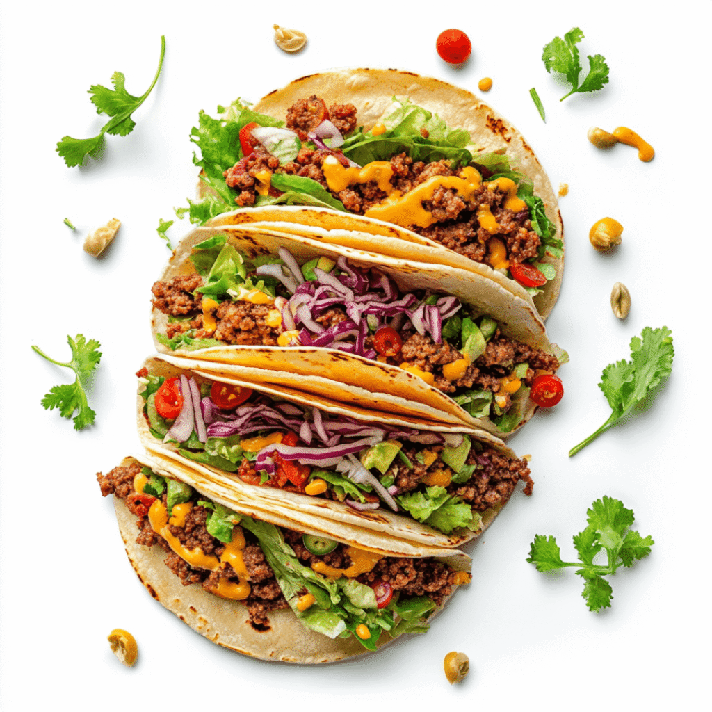 Smash burger taco recipe card layout