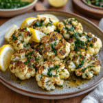 smoked cauliflower served with sauce